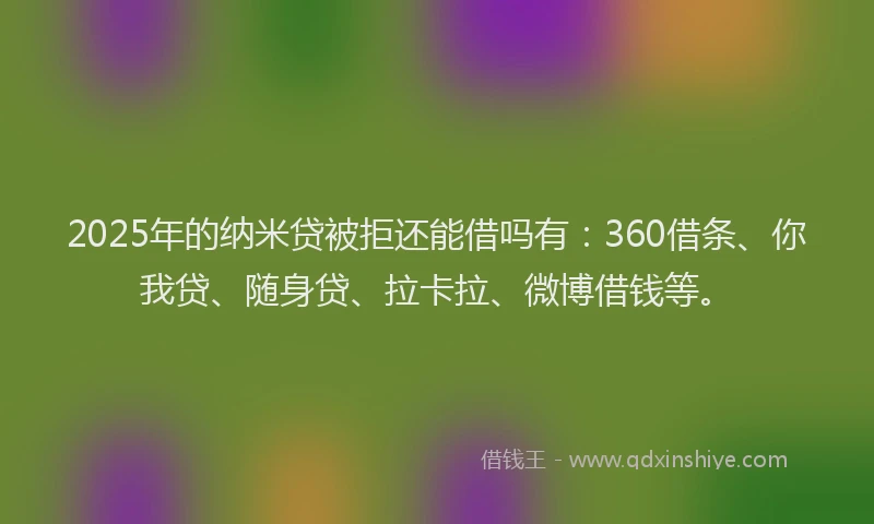 2025年的纳米贷被拒还能借吗有：360借条、你我贷、随身贷、拉卡拉、微博借钱等。