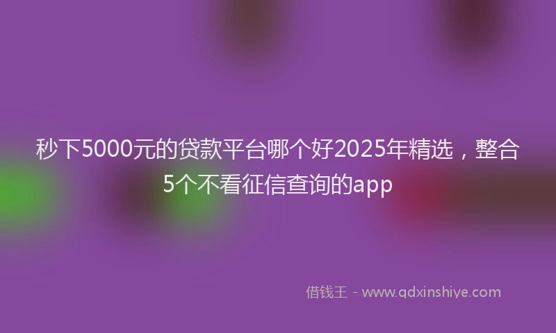 秒下5000元的贷款平台哪个好2025年精选，整合5个不看征信查询的app