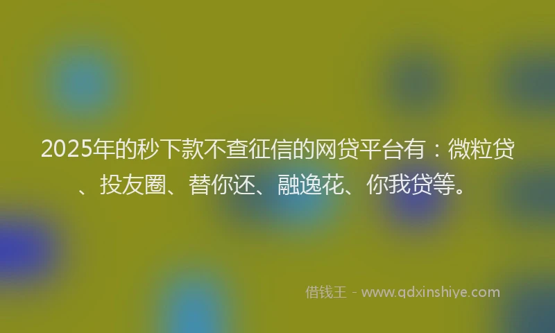 2025年的秒下款不查征信的网贷平台有：微粒贷、投友圈、替你还、融逸花、你我贷等。