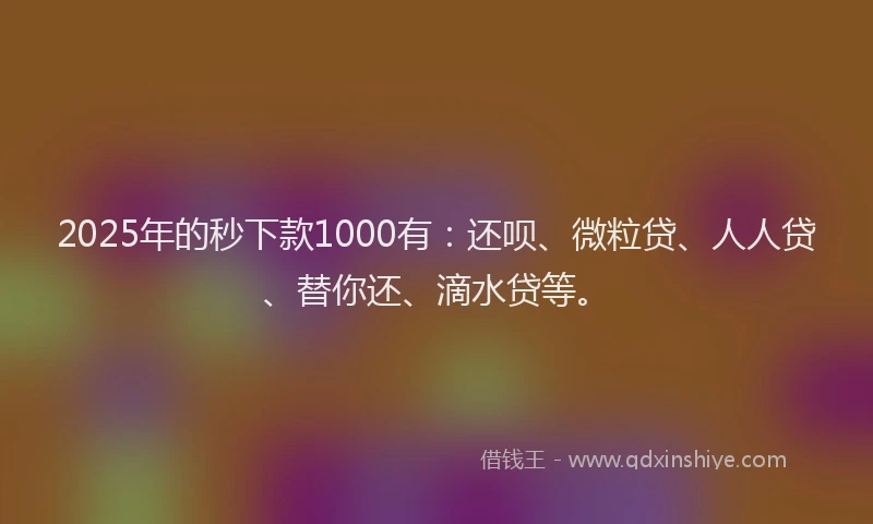 2025年的秒下款1000有：还呗、微粒贷、人人贷、替你还、滴水贷等。