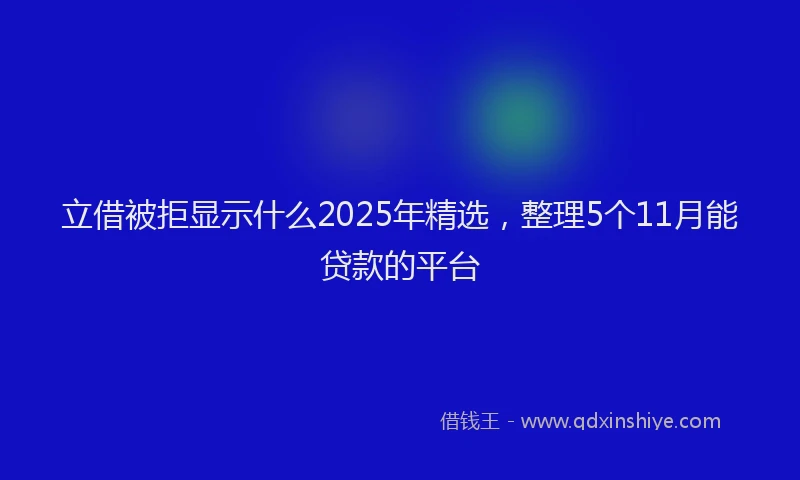立借被拒显示什么2025年精选，整理5个11月能贷款的平台