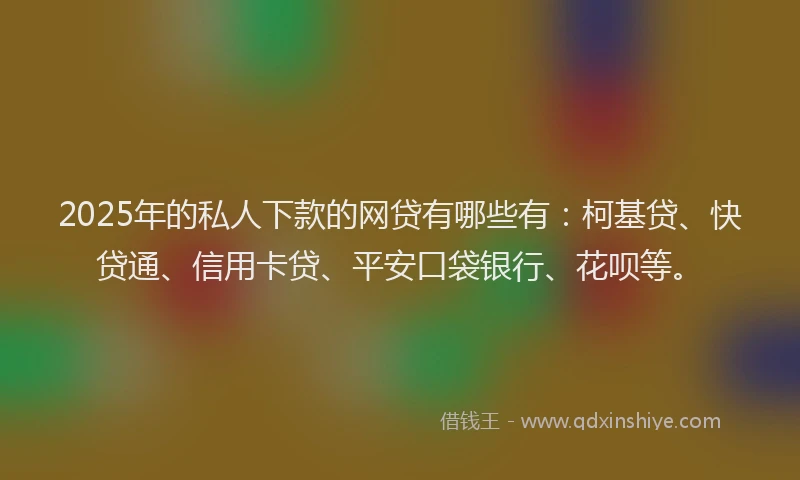 2025年的私人下款的网贷有哪些有：柯基贷、快贷通、信用卡贷、平安口袋银行、花呗等。