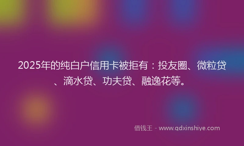 2025年的纯白户信用卡被拒有：投友圈、微粒贷、滴水贷、功夫贷、融逸花等。