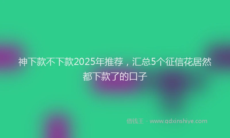 神下款不下款2025年推荐，汇总5个征信花居然都下款了的口子