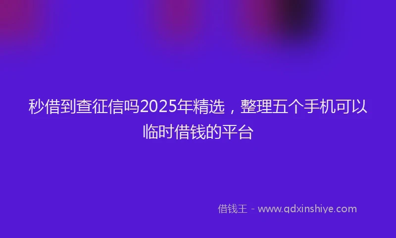 秒借到查征信吗2025年精选，整理五个手机可以临时借钱的平台