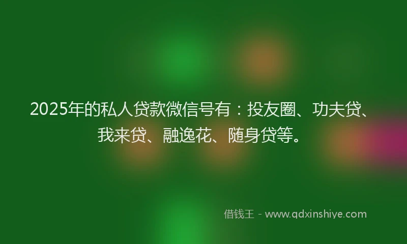 2025年的私人贷款微信号有：投友圈、功夫贷、我来贷、融逸花、随身贷等。