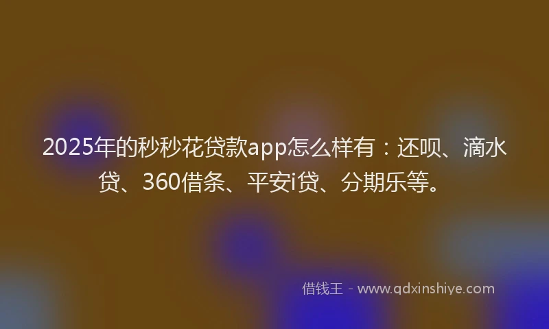 2025年的秒秒花贷款app怎么样有：还呗、滴水贷、360借条、平安i贷、分期乐等。