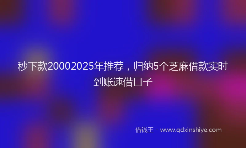 秒下款20002025年推荐，归纳5个芝麻借款实时到账速借口子