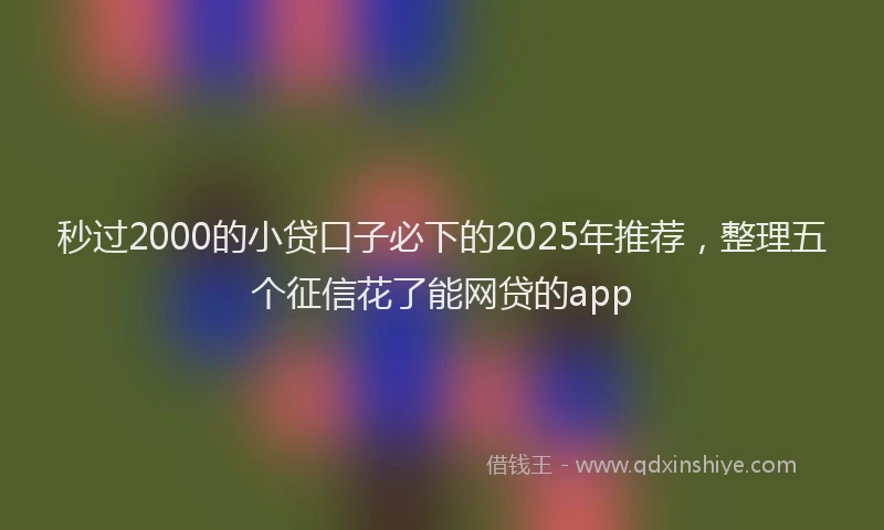 秒过2000的小贷口子必下的2025年推荐，整理五个征信花了能网贷的app