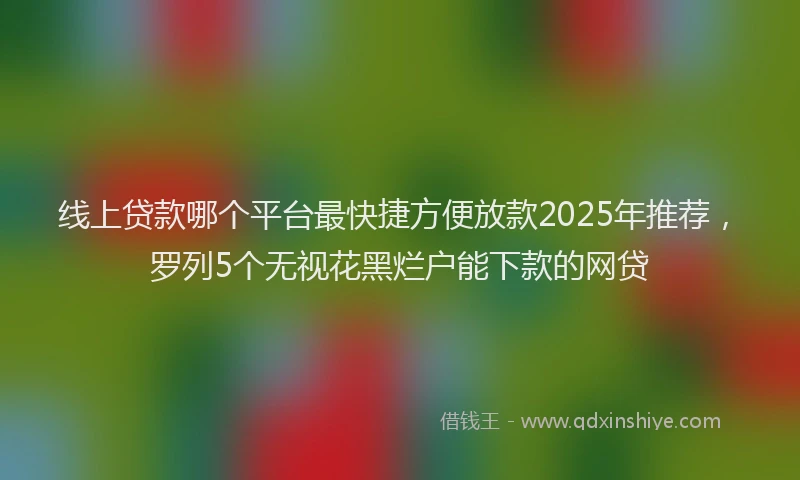 线上贷款哪个平台最快捷方便放款2025年推荐，罗列5个无视花黑烂户能下款的网贷