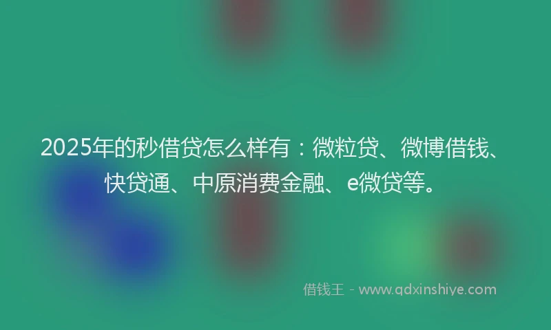 2025年的秒借贷怎么样有：微粒贷、微博借钱、快贷通、中原消费金融、e微贷等。