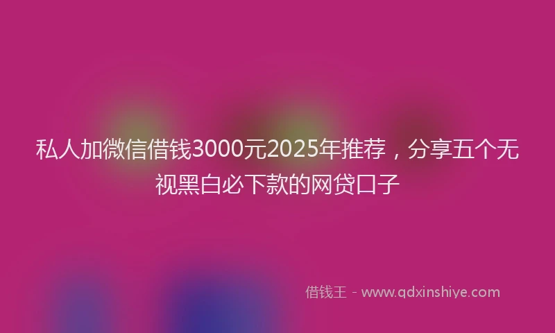 私人加微信借钱3000元2025年推荐，分享五个无视黑白必下款的网贷口子