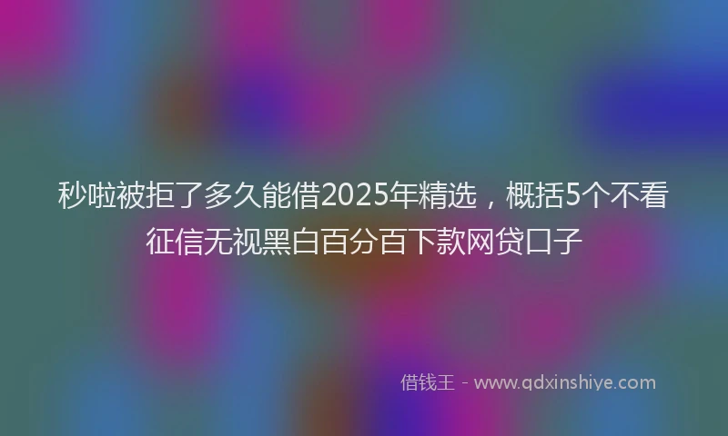秒啦被拒了多久能借2025年精选，概括5个不看征信无视黑白百分百下款网贷口子
