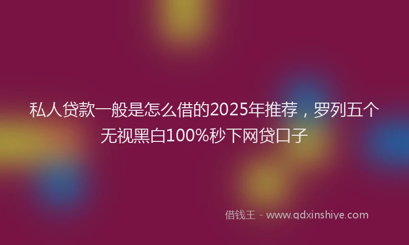 私人贷款一般是怎么借的2025年推荐，罗列五个无视黑白100%秒下网贷口子