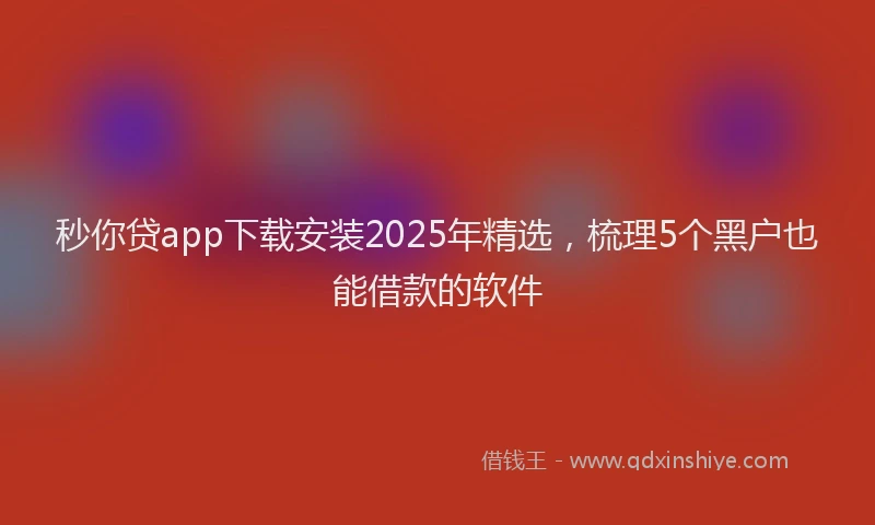 秒你贷app下载安装2025年精选，梳理5个黑户也能借款的软件