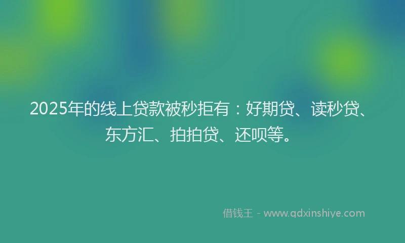 2025年的线上贷款被秒拒有：好期贷、读秒贷、东方汇、拍拍贷、还呗等。