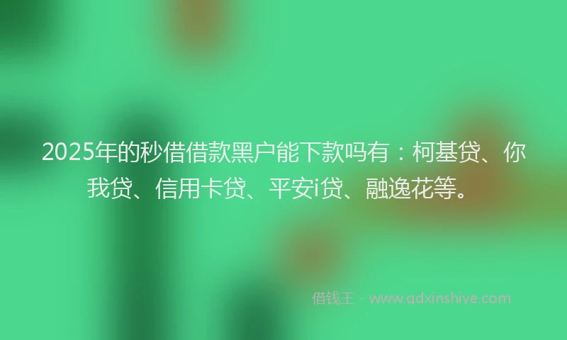 2025年的秒借借款黑户能下款吗有：柯基贷、你我贷、信用卡贷、平安i贷、融逸花等。