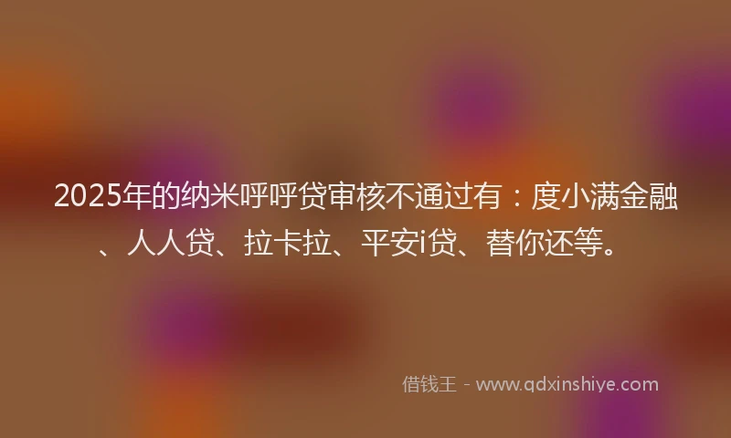 2025年的纳米呼呼贷审核不通过有：度小满金融、人人贷、拉卡拉、平安i贷、替你还等。