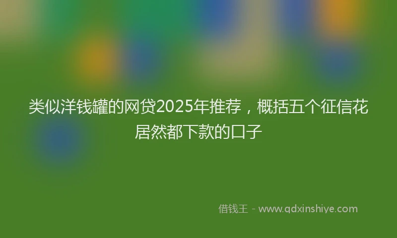 类似洋钱罐的网贷2025年推荐，概括五个征信花居然都下款的口子