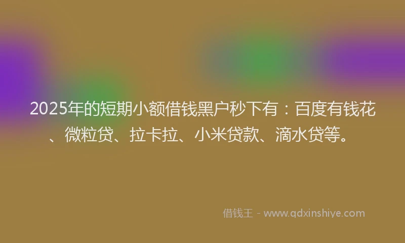 2025年的短期小额借钱黑户秒下有：百度有钱花、微粒贷、拉卡拉、小米贷款、滴水贷等。