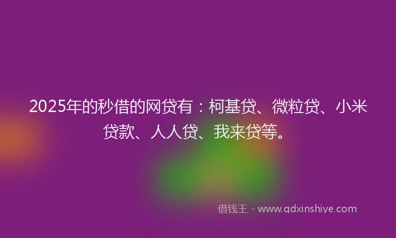 2025年的秒借的网贷有：柯基贷、微粒贷、小米贷款、人人贷、我来贷等。