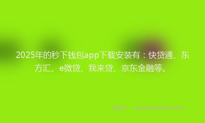 2025年的秒下钱包app下载安装有：快贷通、东方汇、e微贷、我来贷、京东金融等。