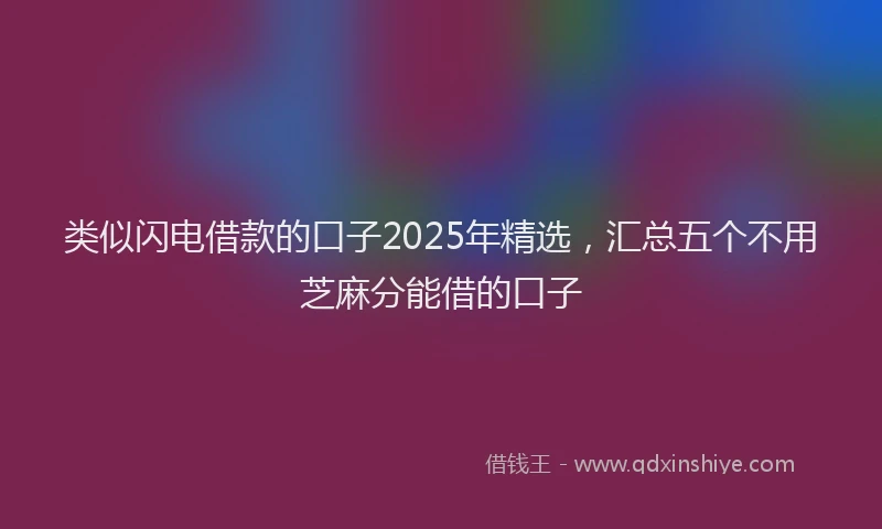 类似闪电借款的口子2025年精选，汇总五个不用芝麻分能借的口子