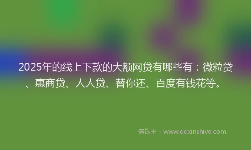 2025年的线上下款的大额网贷有哪些有：微粒贷、惠商贷、人人贷、替你还、百度有钱花等。