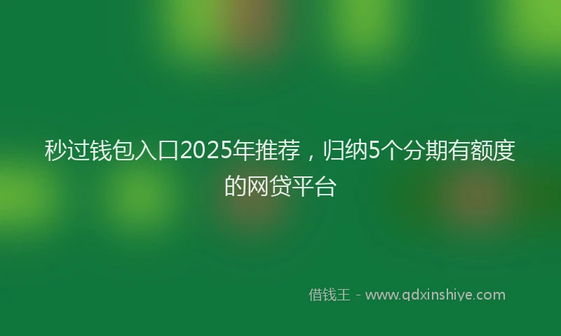 秒过钱包入口2025年推荐，归纳5个分期有额度的网贷平台