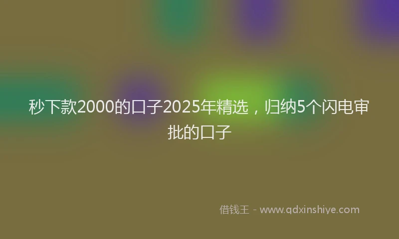 秒下款2000的口子2025年精选，归纳5个闪电审批的口子