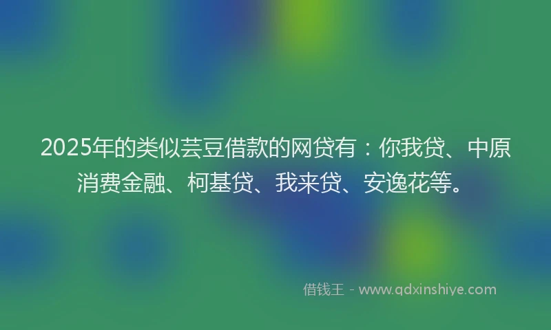 2025年的类似芸豆借款的网贷有：你我贷、中原消费金融、柯基贷、我来贷、安逸花等。