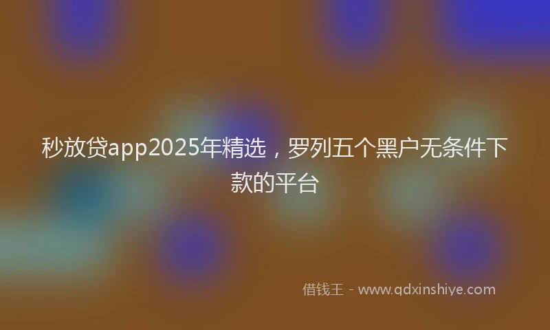 秒放贷app2025年精选，罗列五个黑户无条件下款的平台