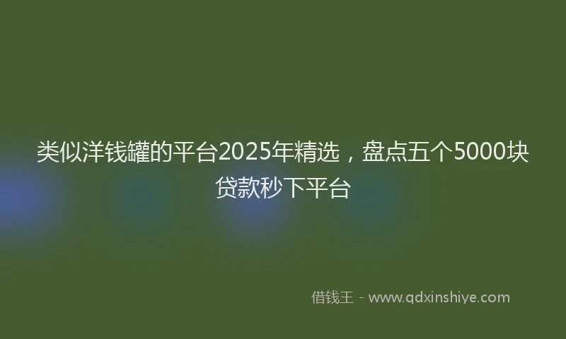 类似洋钱罐的平台2025年精选，盘点五个5000块贷款秒下平台