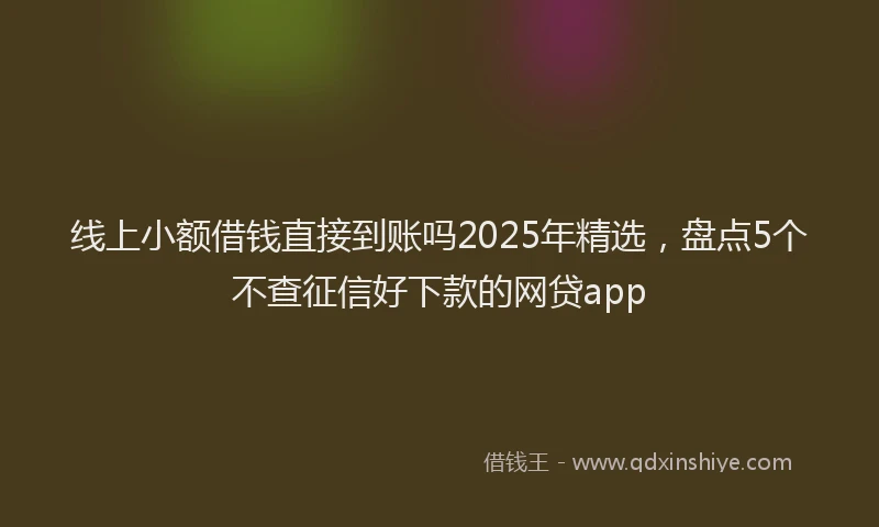 线上小额借钱直接到账吗2025年精选，盘点5个不查征信好下款的网贷app