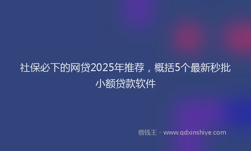 社保必下的网贷2025年推荐，概括5个最新秒批小额贷款软件