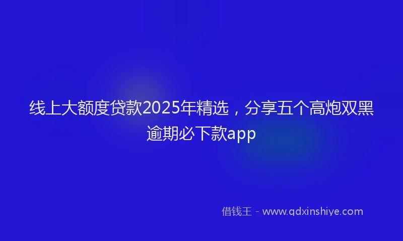 线上大额度贷款2025年精选，分享五个高炮双黑逾期必下款app