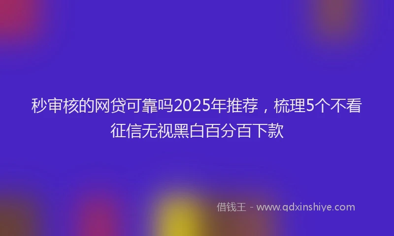 秒审核的网贷可靠吗2025年推荐，梳理5个不看征信无视黑白百分百下款