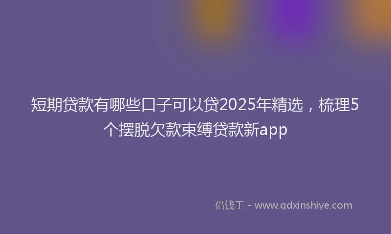 短期贷款有哪些口子可以贷2025年精选，梳理5个摆脱欠款束缚贷款新app