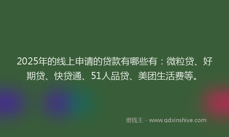 2025年的线上申请的贷款有哪些有：微粒贷、好期贷、快贷通、51人品贷、美团生活费等。