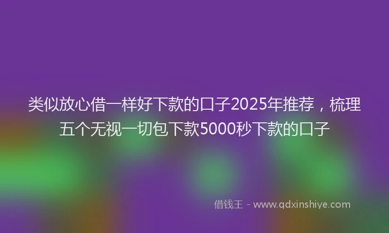 类似放心借一样好下款的口子2025年推荐，梳理五个无视一切包下款5000秒下款的口子