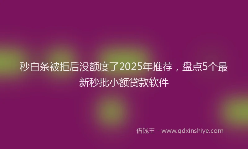 秒白条被拒后没额度了2025年推荐，盘点5个最新秒批小额贷款软件