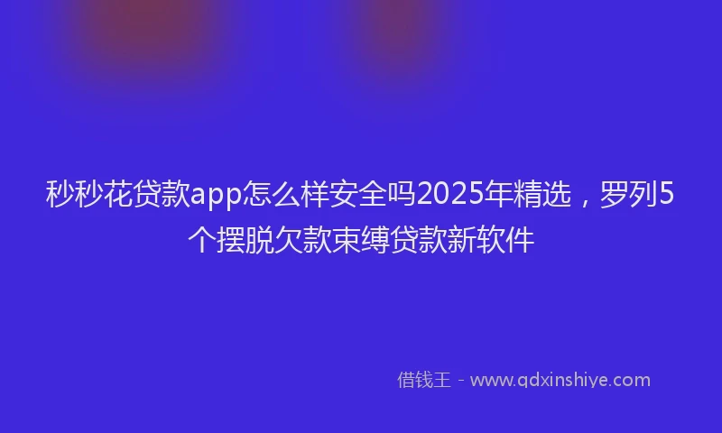 秒秒花贷款app怎么样安全吗2025年精选，罗列5个摆脱欠款束缚贷款新软件