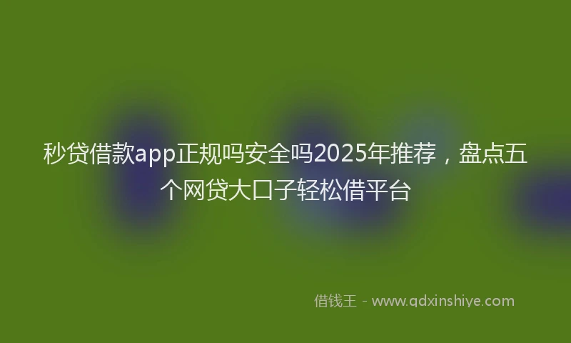 秒贷借款app正规吗安全吗2025年推荐，盘点五个网贷大口子轻松借平台