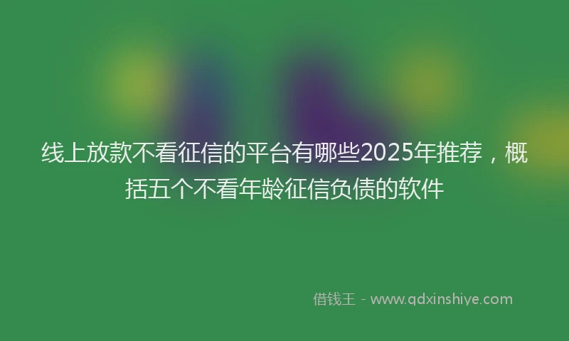 线上放款不看征信的平台有哪些2025年推荐，概括五个不看年龄征信负债的软件