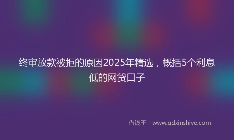 终审放款被拒的原因2025年精选，概括5个利息低的网贷口子