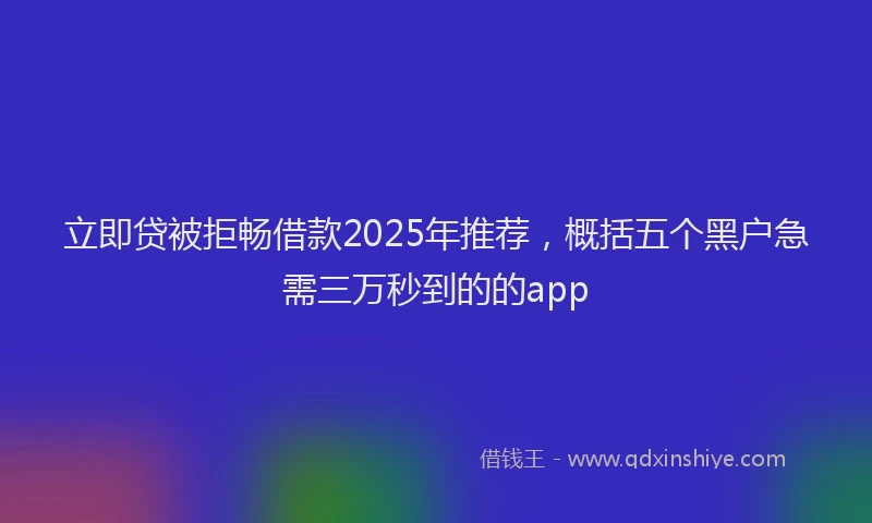立即贷被拒畅借款2025年推荐，概括五个黑户急需三万秒到的的app