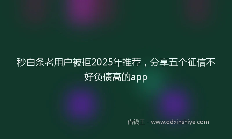 秒白条老用户被拒2025年推荐，分享五个征信不好负债高的app