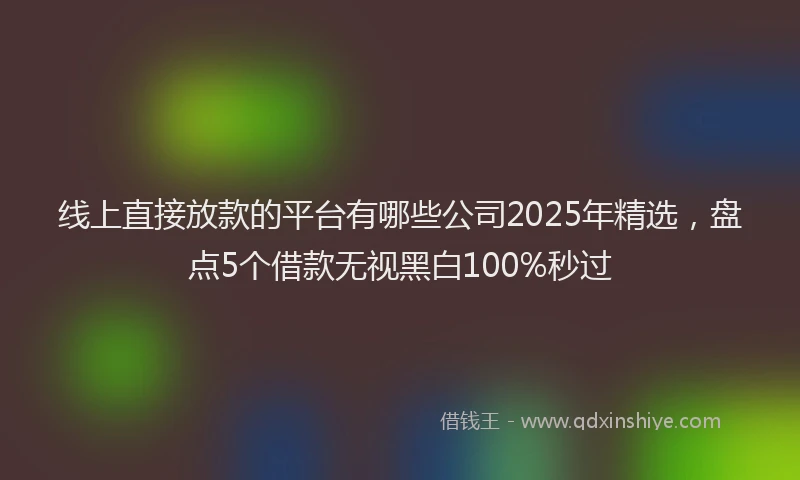 线上直接放款的平台有哪些公司2025年精选，盘点5个借款无视黑白100%秒过