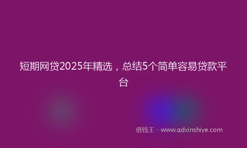 短期网贷2025年精选，总结5个简单容易贷款平台