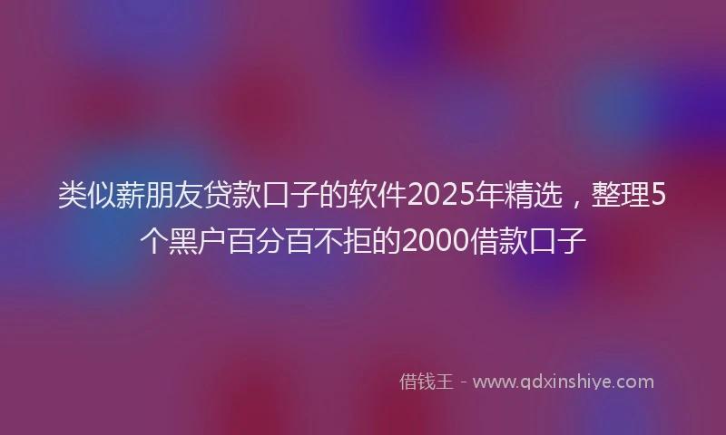类似薪朋友贷款口子的软件2025年精选，整理5个黑户百分百不拒的2000借款口子